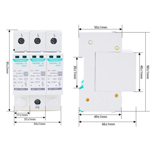 天正浪涌保护器TGDY55I避雷器4P三相防雷器15KA 25KA一级电涌380V