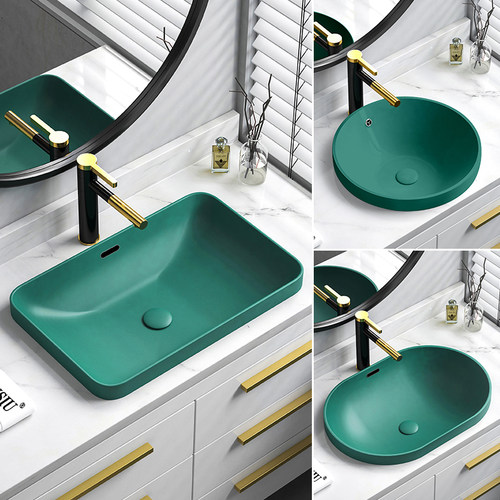 半嵌入式台中盆椭圆形台上盆方形圆形洗脸盆台盆台下盆洗手盆陶瓷