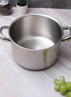 外贸加厚高品质18-10不锈钢20/24cm双耳汤锅无涂层带盖不挑炉灶