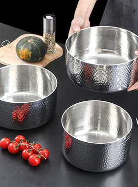 邻可Linke 18/10不锈钢锤纹一体成型无涂层加厚打蛋火锅盆锅胚