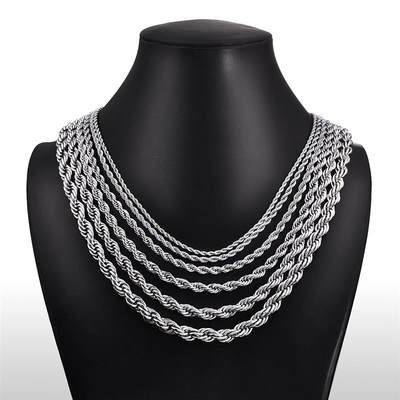 网红Jiayiqi 2mm-7mm Rope Chain Necklace Stainless Steel Neve