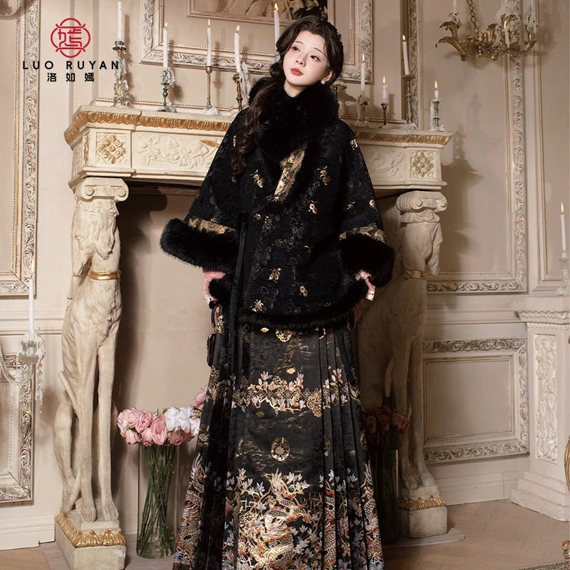 洛如嫣原创设计【夜宴鎏光】冬明制汉服千金风织金外套马面裙套装,女装/女士精品,汉服套装,淘宝优惠券,粉丝福利购,淘宝优惠卷