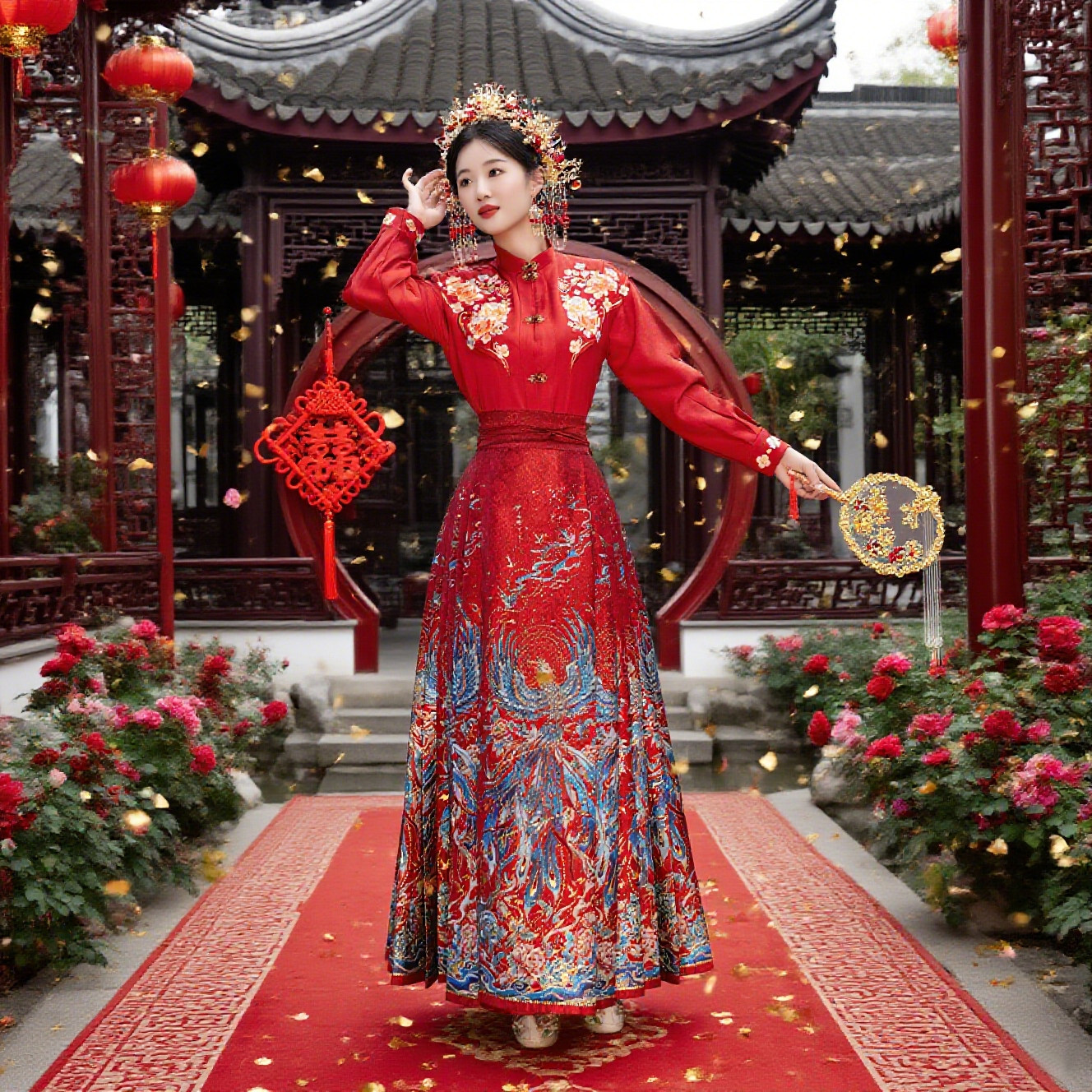 洛如嫣【百鸟朝凤】订婚婚礼新款敬酒服新中式马面裙喜庆绝美新娘,女装/女士精品,秀禾服,淘宝优惠券,粉丝福利购,淘宝优惠卷