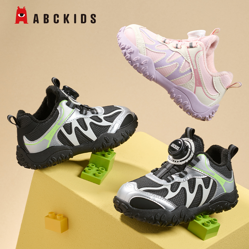 ABCkids儿童运动鞋2025秋冬新款男女中大童轻便跑步鞋户外纽扣鞋