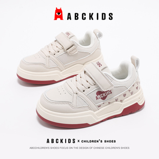 ABCkids童鞋儿童低帮百搭小白鞋女孩春季魔术贴女童鞋子运动板鞋