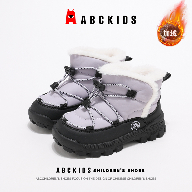 ABCkids童鞋儿童雪地靴女孩冬季加绒加厚保暖大棉鞋女童防滑棉靴