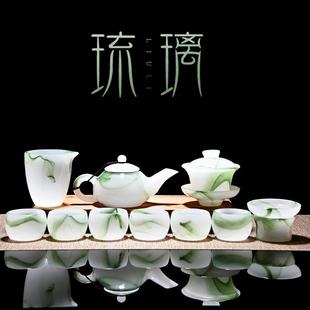 高端高档功夫茶杯家用盖碗泡茶2024新款 轻奢琉璃茶具套装 全套礼盒