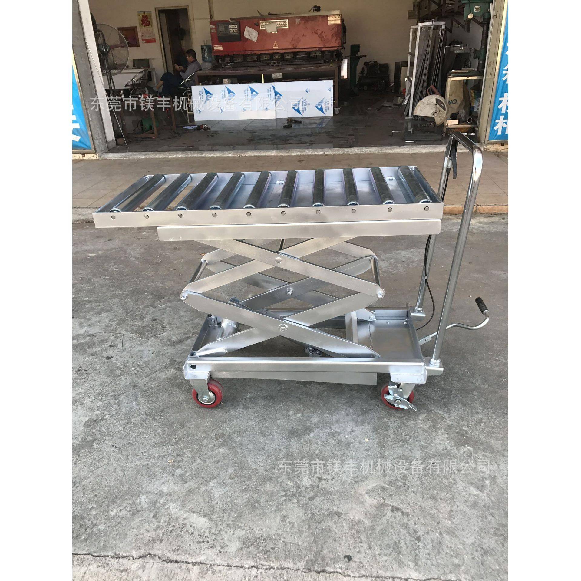 辊筒式平台车上模液压升降推车不锈钢/镀锌手动滚筒模具车