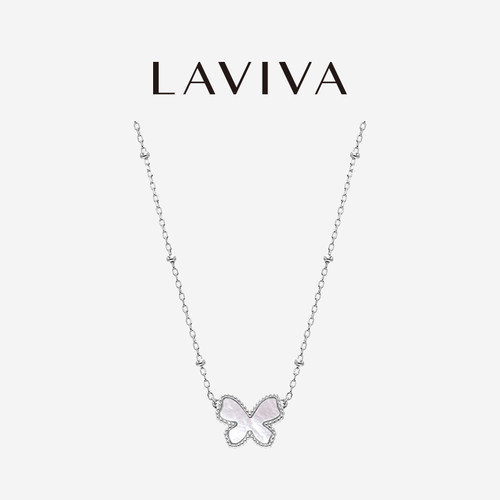 LAVIVAMODA蝴蝶白母贝S925银项链