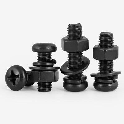 M3M4M5M6M8 黑色304不锈钢圆头十字螺丝套装螺钉螺母平弹垫圈组合