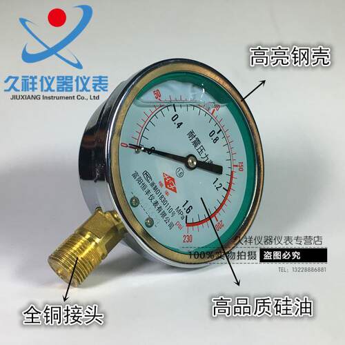 YN100 耐震压力表 油压液压表1.6/0.6/40/2.5/100/60mpa全规格