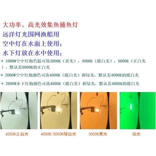 船用捕鱼灯空中灯泡1000W2000W白光大功率高光效集鱼灯