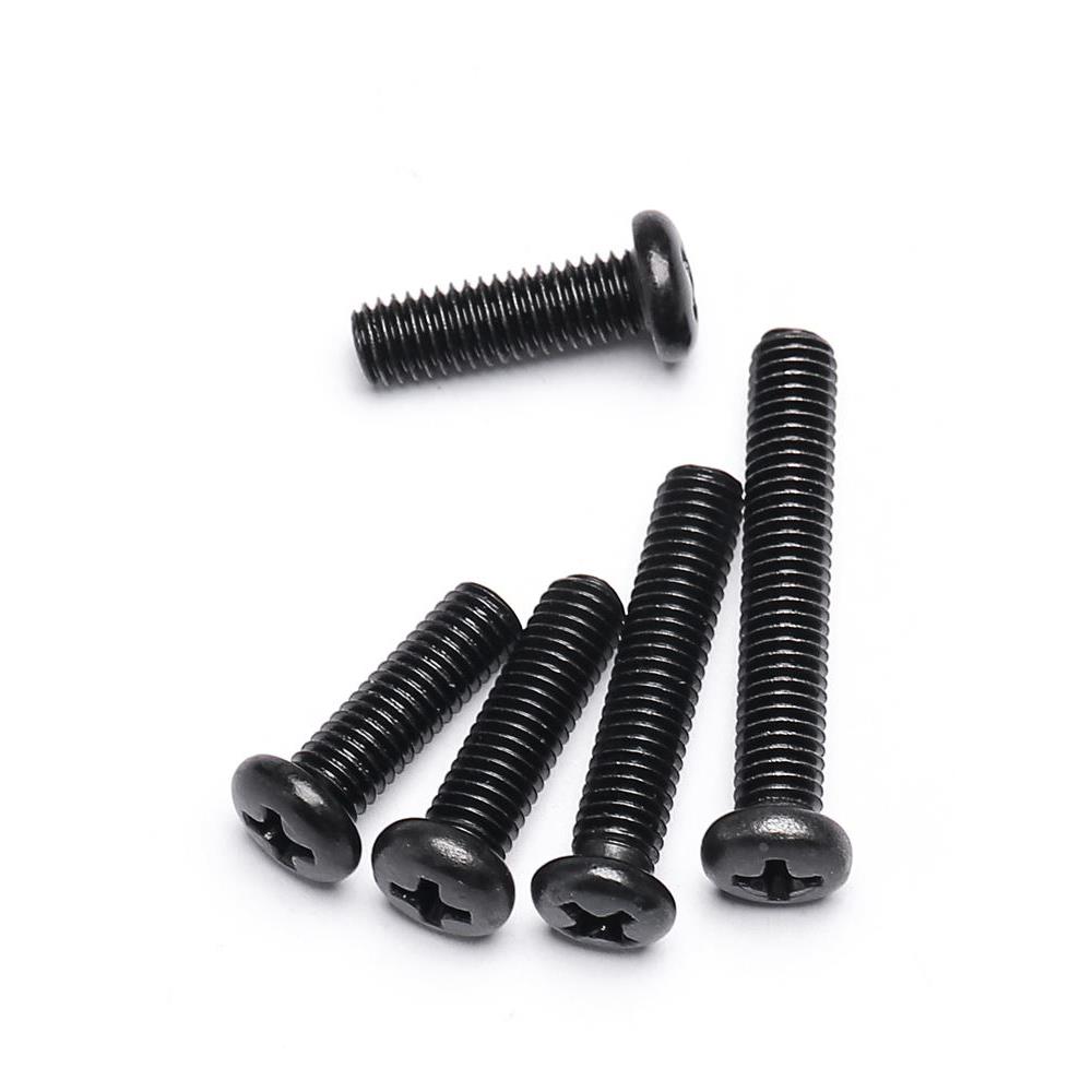 坚奕加硬发黑色圆头十字螺丝PM盘头机丝机牙螺钉M1M2M3M3.5M4M5M6