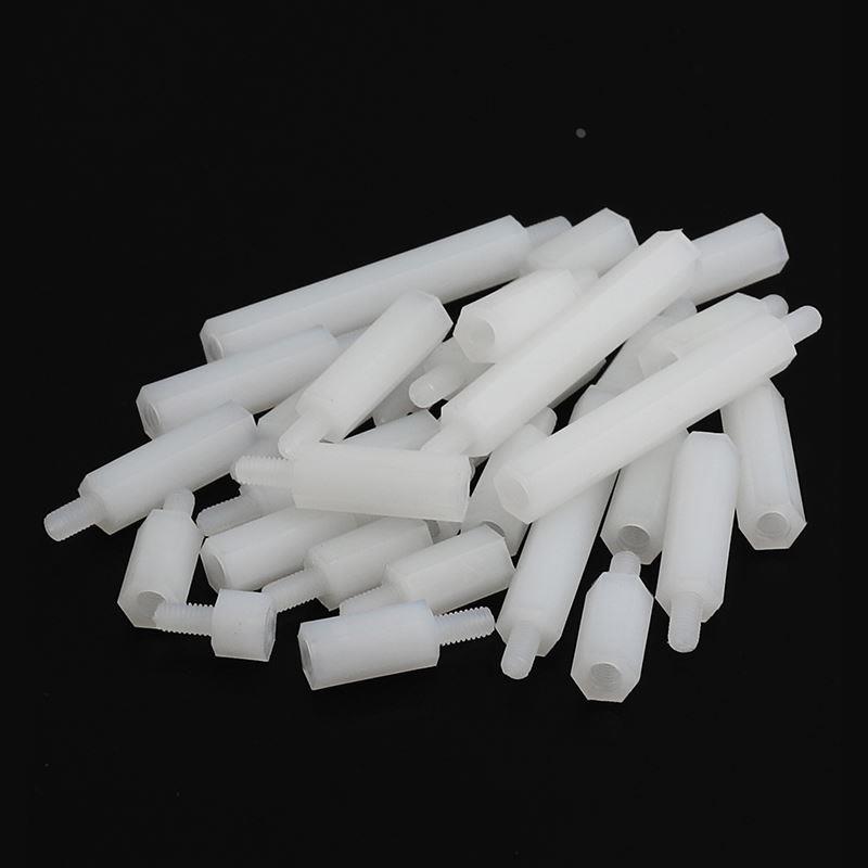M2 M2.5尼龙柱螺丝塑料单通六角隔离柱单头螺柱*5x6x9x10x12x25mm