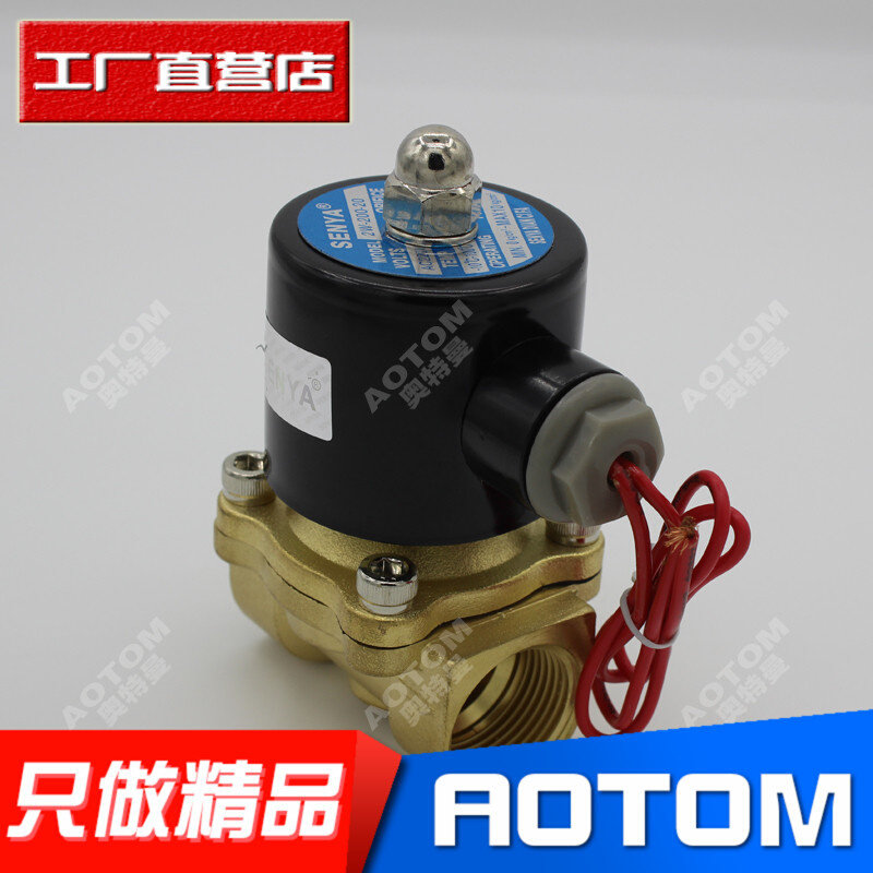 。全铜常闭水阀防水电磁阀2W200-20 UW-2 220V DC24V G3/4 6分DN2