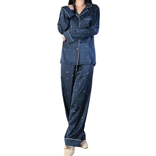 星空印花翻领睡衣套装长袖长裤时尚家居服SYTZ30
