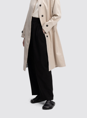 COCO ZONE&刘11极简黑色休闲裤通勤气质橡筋松紧腰长裤23C19326