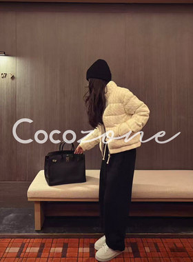 COCO ZONE 刘 一一 “露白”90鹅绒立领纯色饼干格外套 CD2A2733