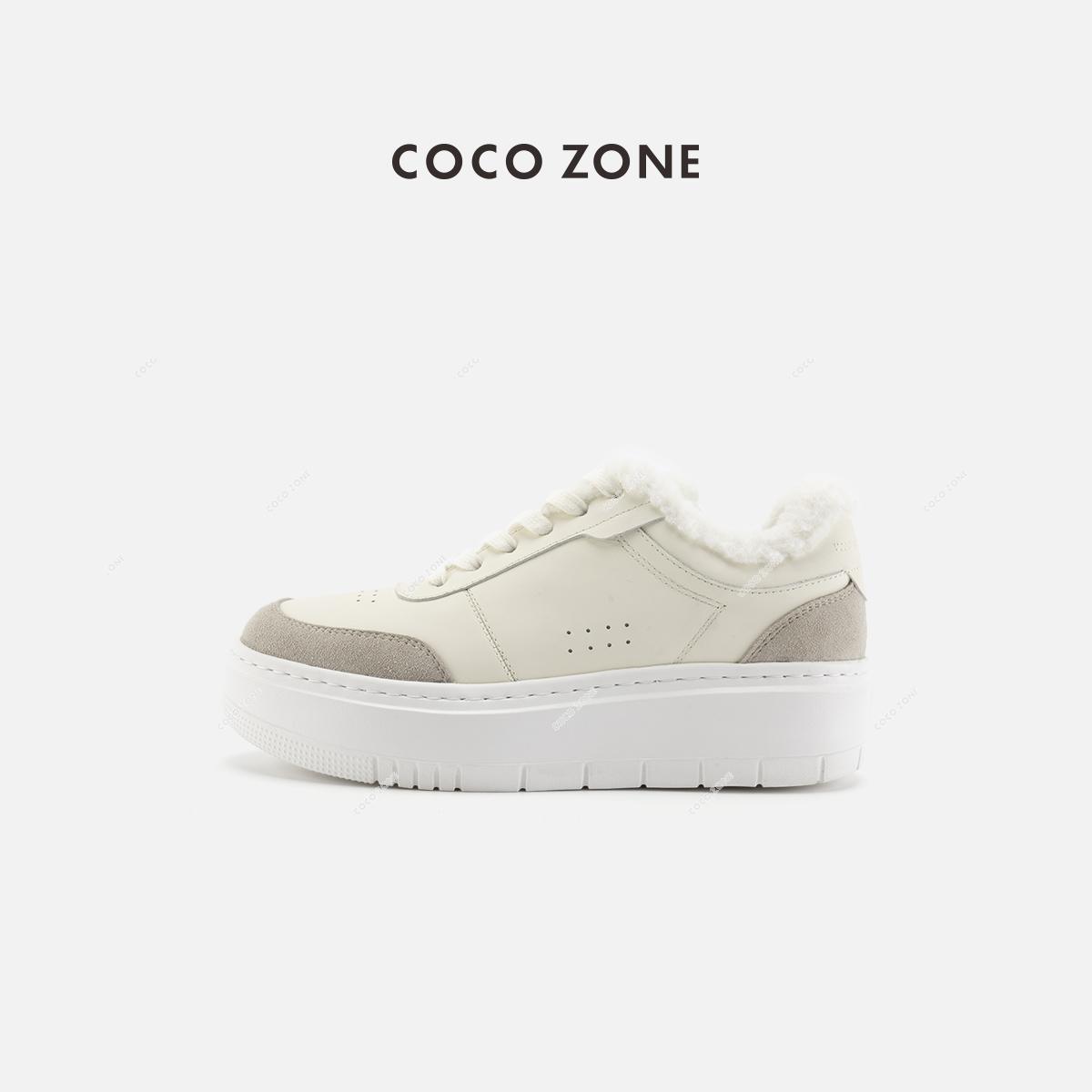 COCO ZONE 刘一一 冬季高级感撞色厚底系带休闲鞋CC2D3184