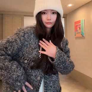 COCO ZONE 刘11 【羊毛混纺】 复古罗纹滚边小香外套 CD2A2138