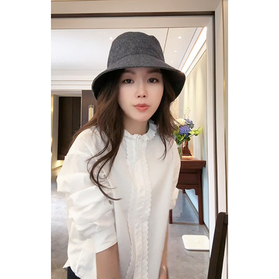 COCOZONE 刘11100棉2025春季新款法式花边立领单排扣衬衫上衣女