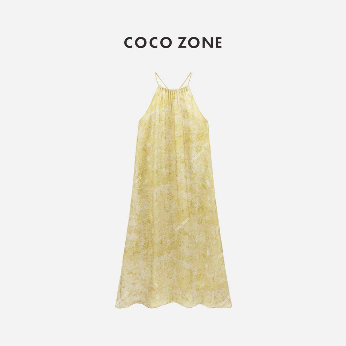 COCO ZONE刘112025扎染油画裙吊带春季时尚百搭通勤简约A字长裙