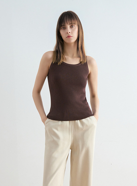 COCO ZONE刘11 夏季时尚女士无袖针织背心简约修身上衣CC1B1032