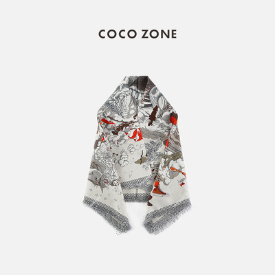 COCO ZONE2024高级感时尚古风围脖丝巾百搭气质女方巾CC1A0387