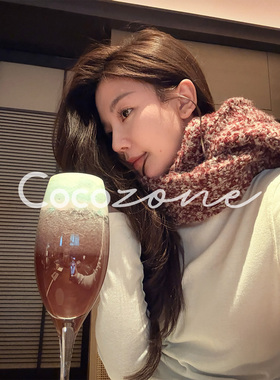 COCO ZONE 刘 一一 撞色格纹英伦风保暖围巾 CD2A3313