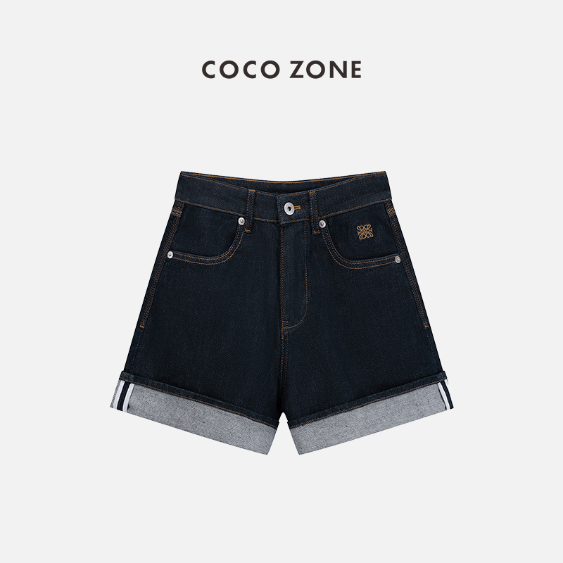 COCOZONE复古牛仔短裤休闲阔腿裤