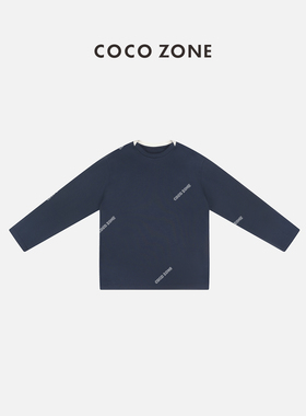 刘11&COCO ZONE假两件休闲长袖T恤下摆幢边开叉上衣24C10232