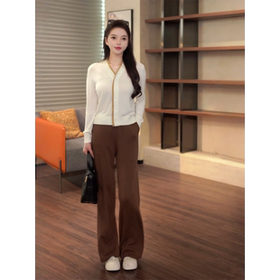 松紧腰直筒裤 COCO 简约通勤风显瘦休闲裤 刘一一 女CC1D2553 ZONE