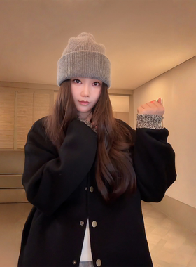 COCO ZONE 刘一一 ‘达达羊“绵羊毛混纺撞色设计外套 CD2A2472