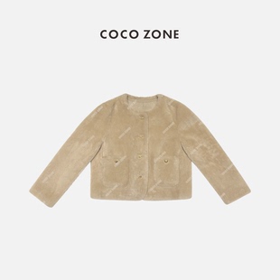 COCO ZONE 刘一一 皮毛一体贵气复古皮草外套CD2A3371