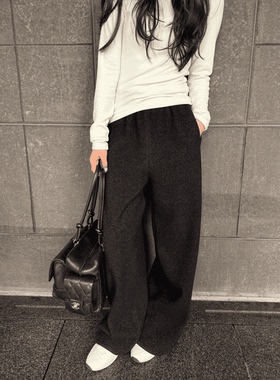 COCO ZONE 刘 一一 “满分裤”羊毛混纺直筒垂坠感休闲裤CD1A1789