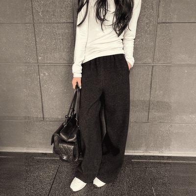 COCO ZONE 刘 一一 “满分裤”羊毛混纺直筒垂坠感休闲裤CD1A1789