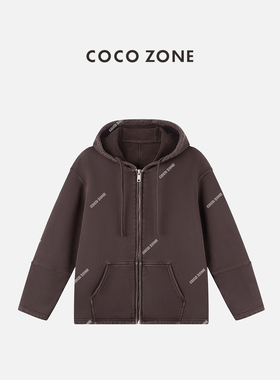 COCO ZONE 刘11 100棉秋季休闲纯色连帽女士外套CC1C1840