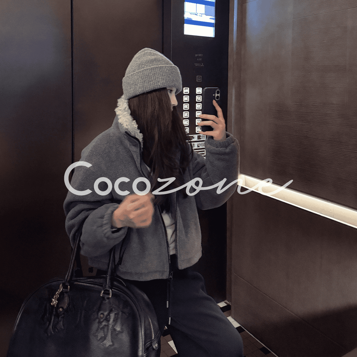 COCOZONE刘11 2025秋冬90鹅绒设计感气质插袋短款显瘦羽绒服女