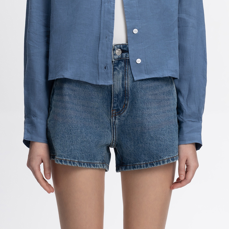 COCO ZONE&刘11 夏季通勤风牛仔短裤口袋拉链设计裤子 23C18685