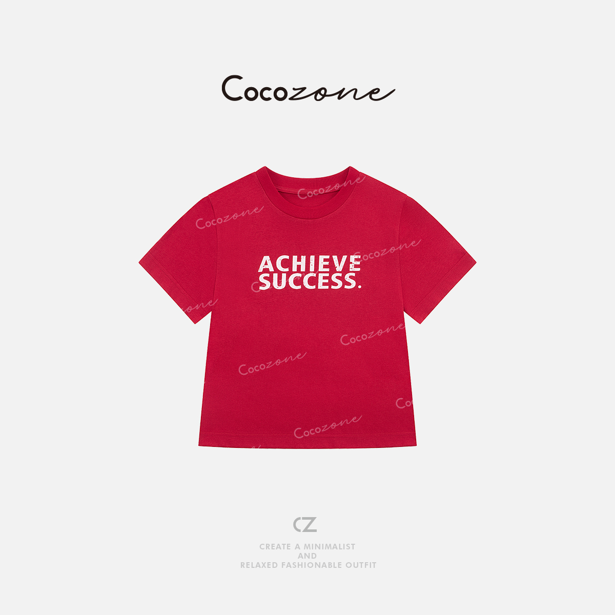 COCO ZONE 刘一一 圆领短袖故事感美式印花简约T恤 CD2A1438