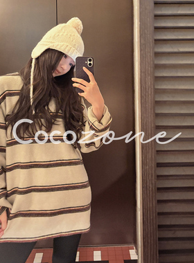 COCO ZONE 刘 一一 “条纹定律”撞色条纹长袖T恤CD1A1602