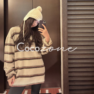 ZONE 撞色条纹长袖 刘 条纹定律 T恤CD1A1602 一一 COCO