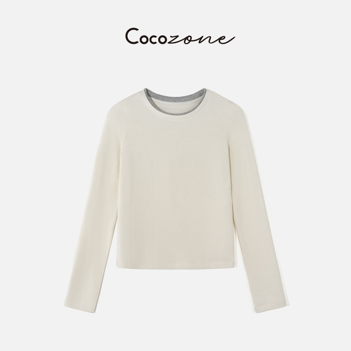 COCO ZONE 刘 一一 “撞色打底”绵羊毛混纺圆领长袖T恤 CD1A1765