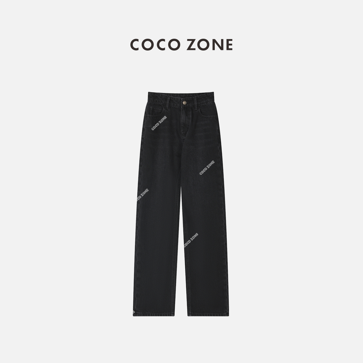 COCO ZONE 刘11 小黑裤直筒牛仔裤秋季显瘦九分裤子23C19372