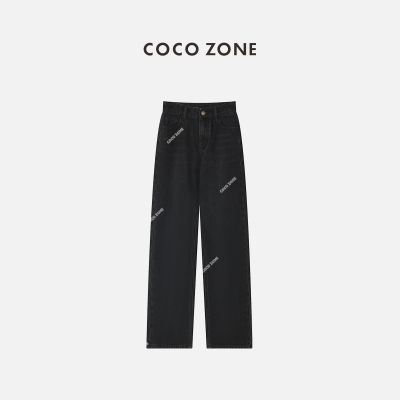 COCO ZONE 刘一一 小黑裤直筒牛仔裤秋季显瘦九分裤子23C19372