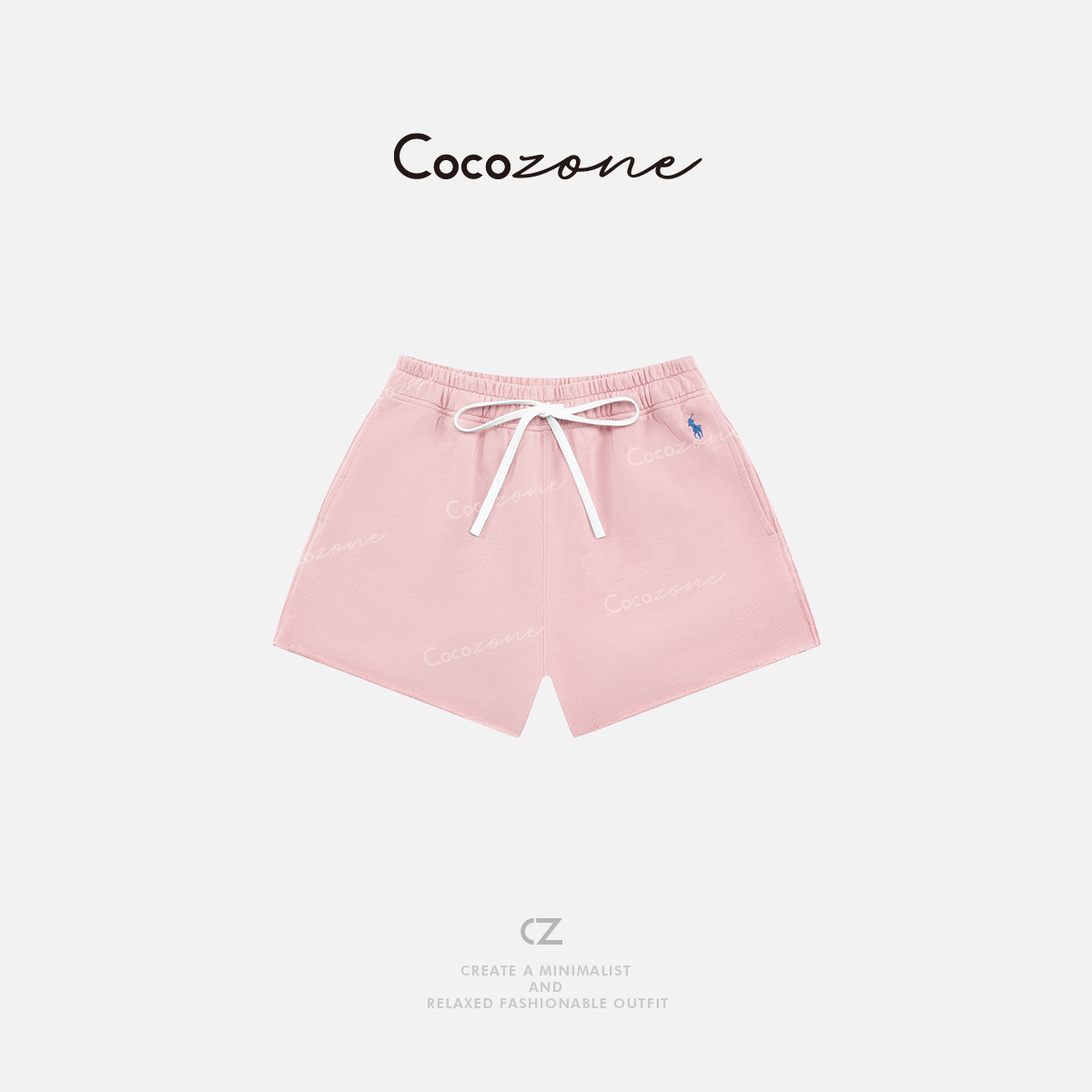 COCOZONE刘11 2025夏季新款100棉居家松紧带纯色女式休闲短裤子