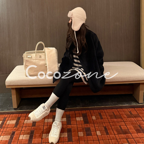 COCO ZONE 刘一一“蓝宝石”简约风100羊毛革皮毛一体 CD2A3104