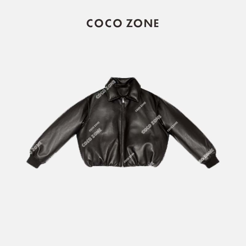 COCO ZONE 刘11 90鹅绒短款真羊皮翻领外套羽绒服23C30108