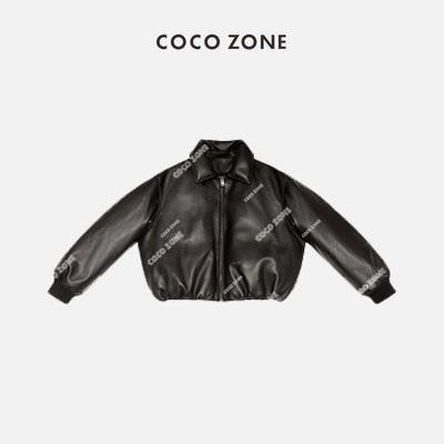 COCO ZONE 刘11 90鹅绒短款真羊皮翻领外套羽绒服23C30108