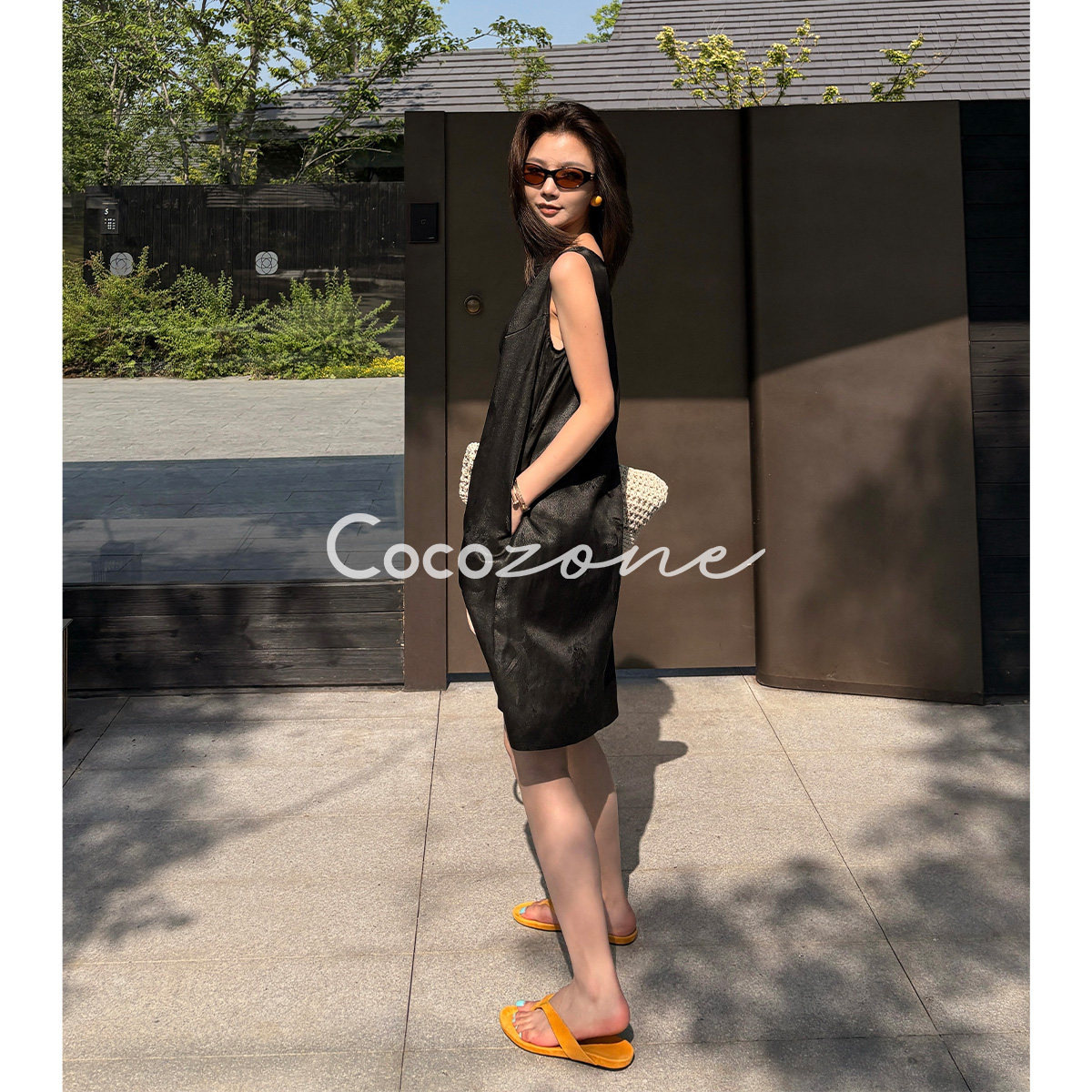 COCO ZONE刘一一"凤凰香云纱"100桑蚕丝26夏提花连衣裙CF2B1119